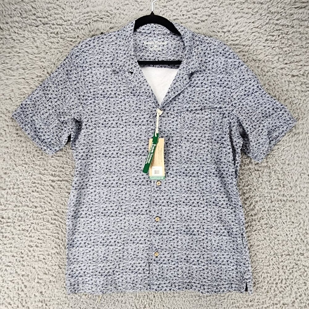 Tailor Vintage Shirt Mens Medium Black White Harbor Mist Flower Doodle  *NWT*